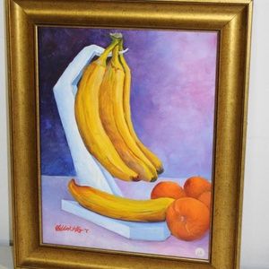 Bananas & Tangerines Painting Fine Art Vintage